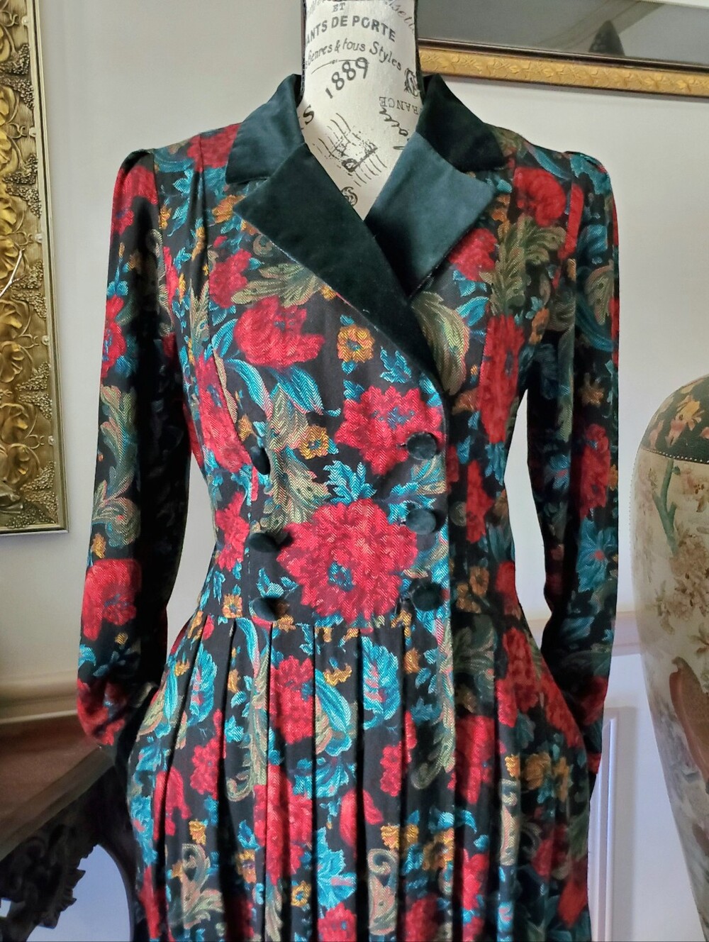Vintage Lanz Originals Gothic Floral Prairie Dress